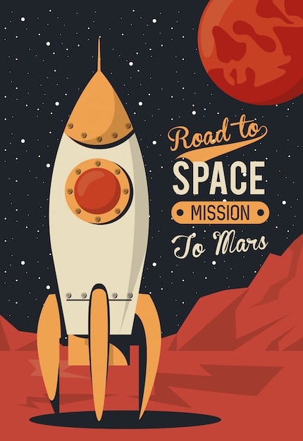 Affiche Life In The Space Avec Rocket Start Up