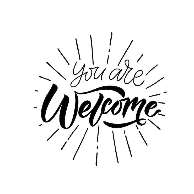 Vecteur affiche manuscrite de bienvenue sur fond typographie de lettrage de bienvenue esquissée à la main lettre de bienvenue