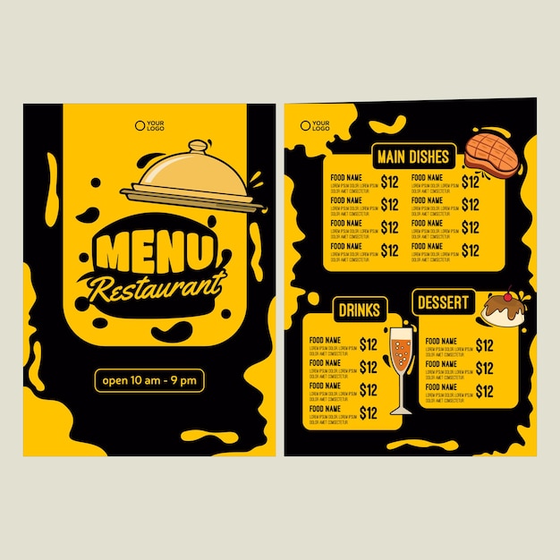 Une Affiche De Menu De Restaurant Moderne, Une Brochure, Une Bannière, Un Jeu De Menus