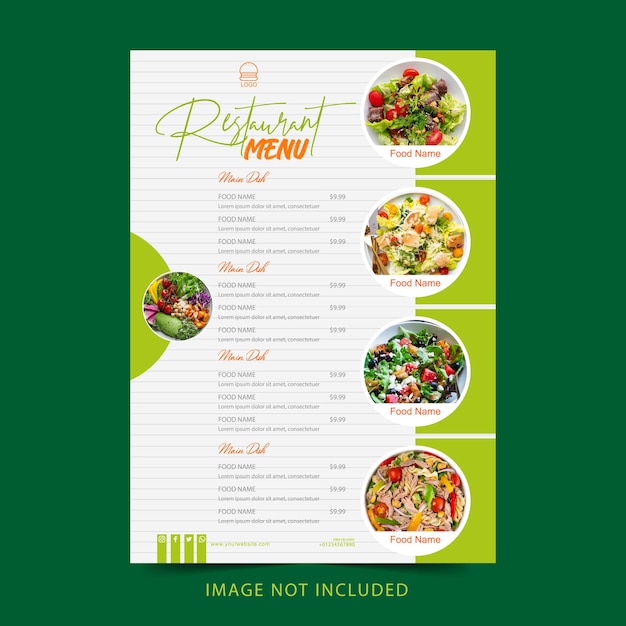 Affiche de menu de restaurant vectoriel gratuit avec modèle d'impression de nourriture
