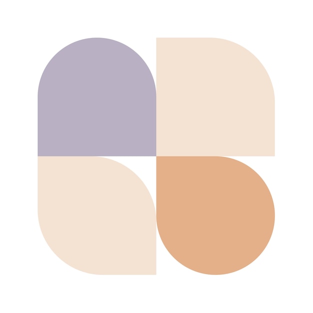 Affiche de modèle Bauhaus à la mode Vector formes de couleurs géométriques abstraites en beige et rouge pastel