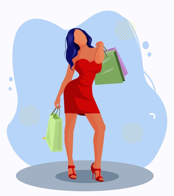 Affiche De Modèle Illustré De Femmes Charechter Vector Pour La Mode Et Les Achats En Ligne