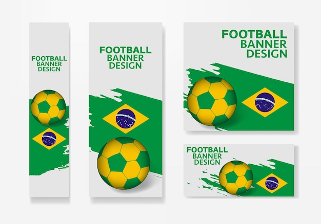 Affiche Modifiable Pour L'équipe De Football Du Brésil, Joueur De Football, Uniforme, Drapeau.