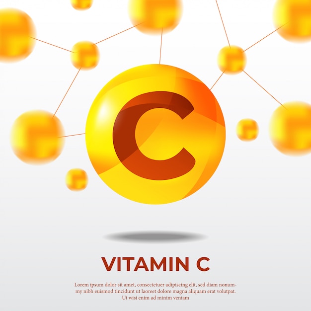 Affiche De La Molécule De Vitamine C Balle Jaune Atome