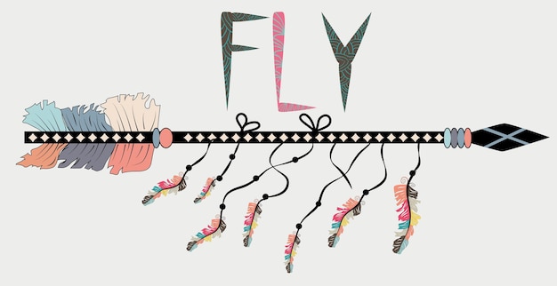 Affiche de motivation dans le style Boho Fly Flèche et Lettrage