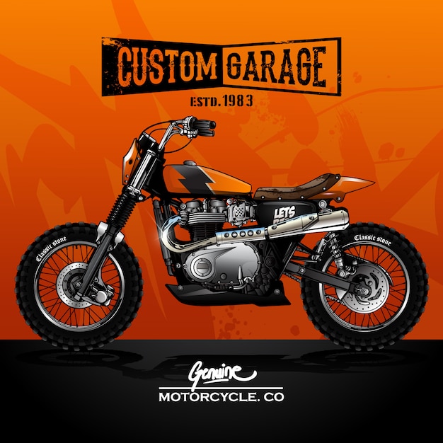 Vecteur affiche de moto vintage street tracker