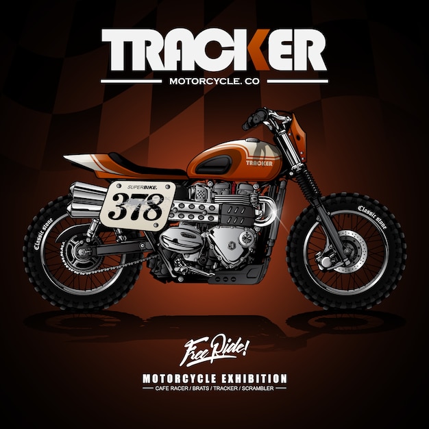 Vecteur affiche de moto vintage street tracker