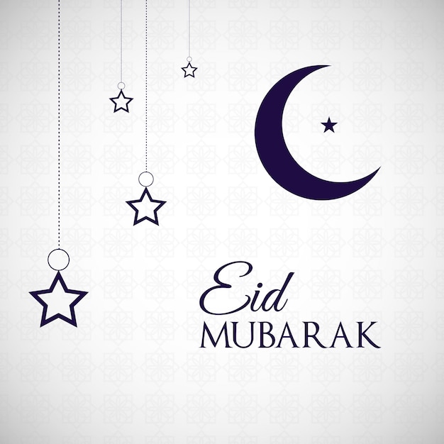 Une affiche avec les mots eid mubarak et un croissant de lune