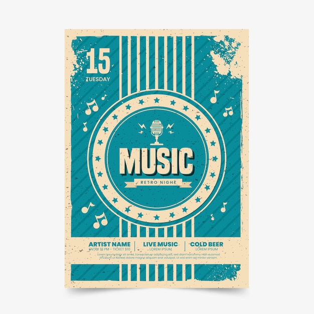 Vecteur affiche de musique dans un style rétro