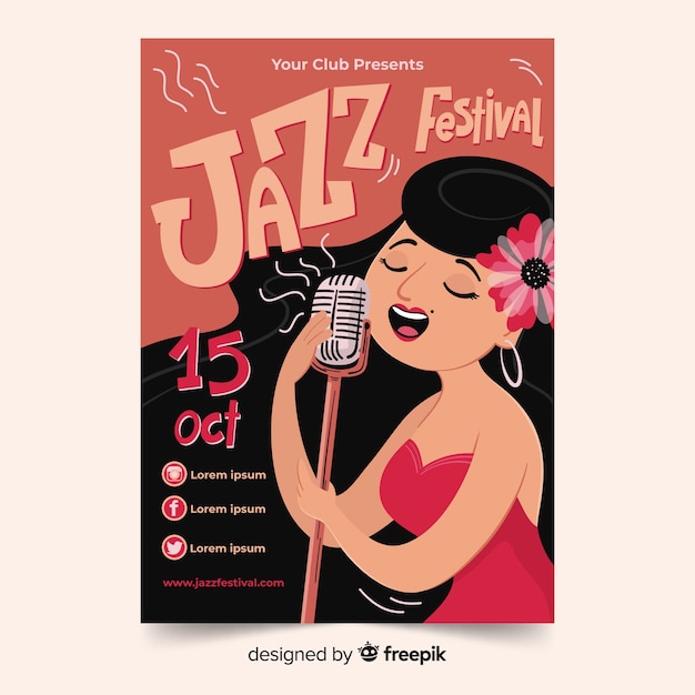 Affiche De Musique Jazz Dessinée à La Main