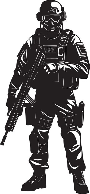 Vecteur une affiche en noir et blanc d'un soldat avec un pistolet à la main