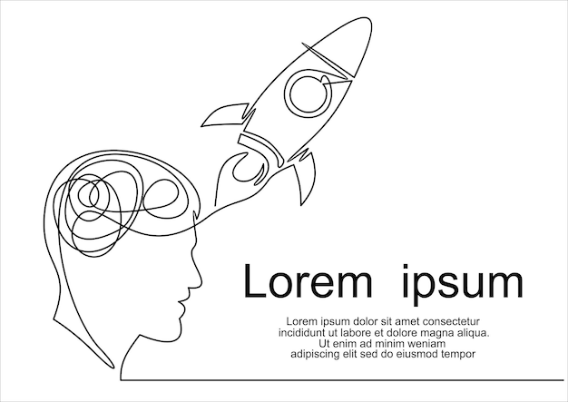 Une Affiche En Noir Et Blanc Avec Une Tête Et Une Fusée.