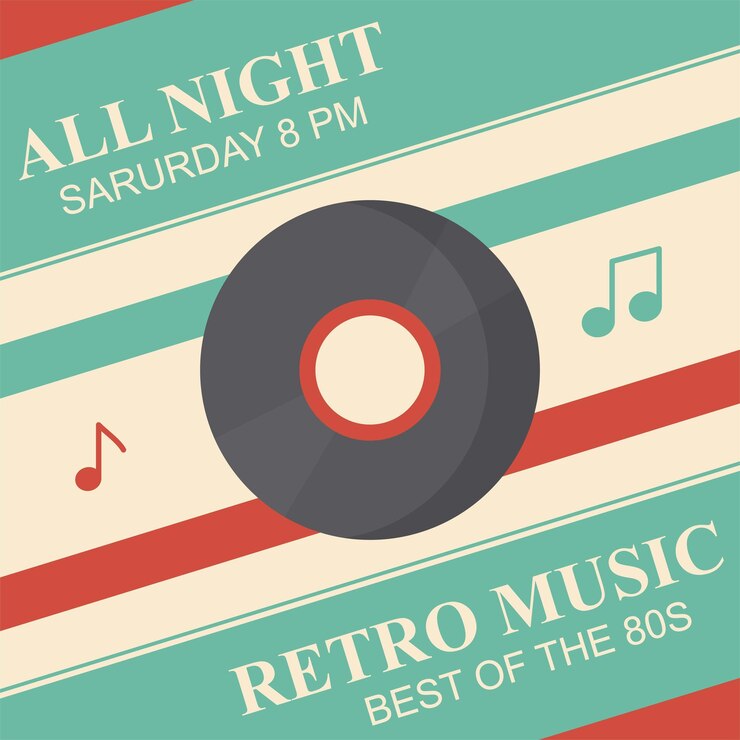 Vecteur affiche de nuit de musique rétro