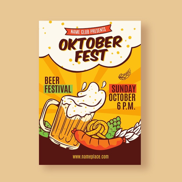 Affiche oktoberfest dessinée à la main