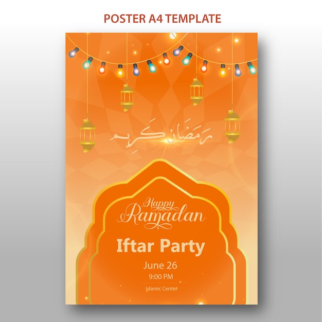 Une affiche orange pour la fête du ramadan.
