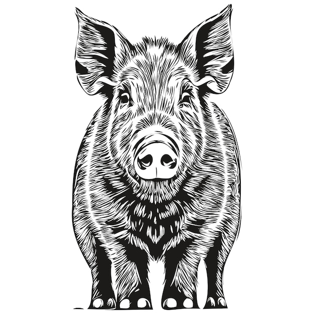 Affiche de pépinière dessinée à la main pour enfants mignons avec cochon animal