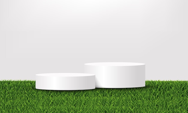 L'affiche et le podium et l'herbe verte