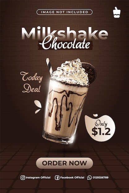 Vecteur une affiche pour la barre de chocolat milkshake milkshake chocolate vector design for social media