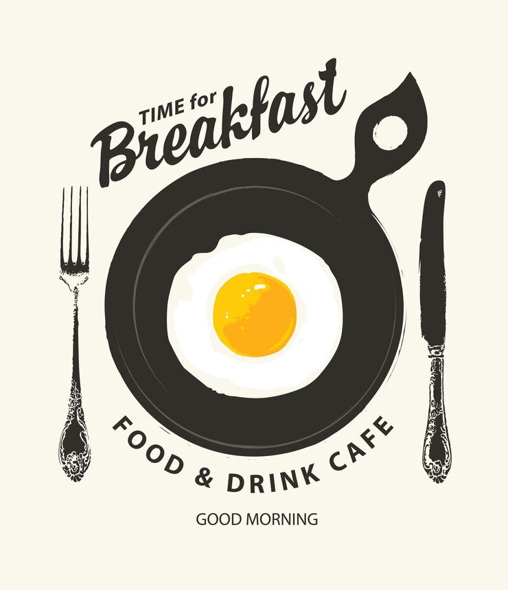 Vecteur affiche pour un café avec petit déjeuner