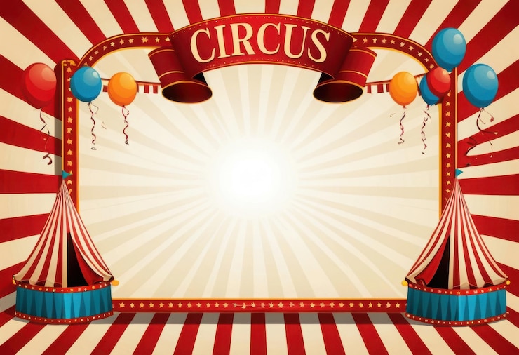 Vecteur une affiche pour le cirque avec des ballons et les mots cirque dessus