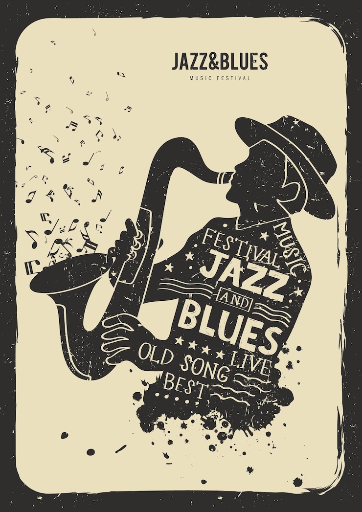 Vecteur une affiche pour le club de musique et de blues