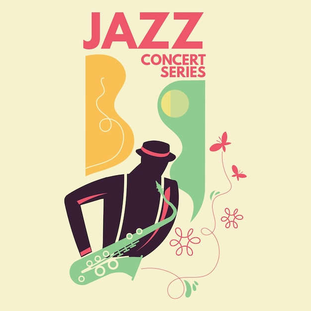 Vecteur affiche pour un concert de jazz music