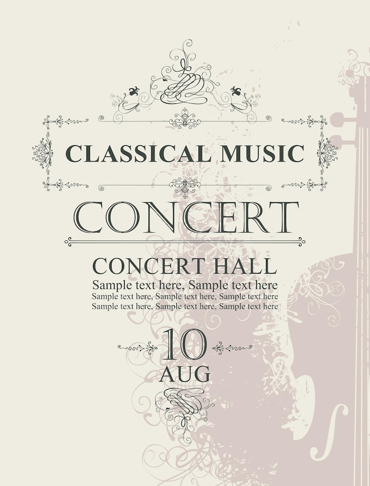 Vecteur affiche pour concert de musique classique