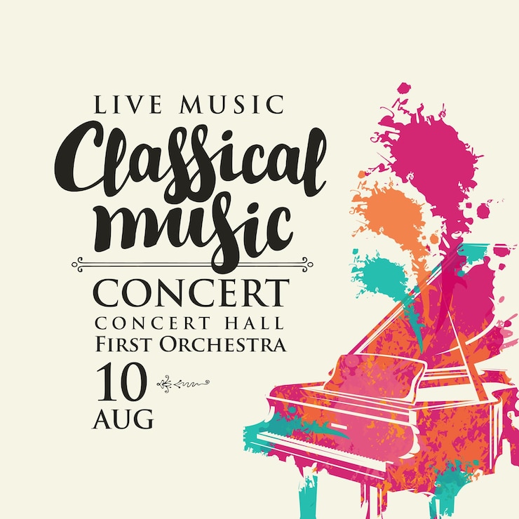 Vecteur affiche pour concert de musique classique
