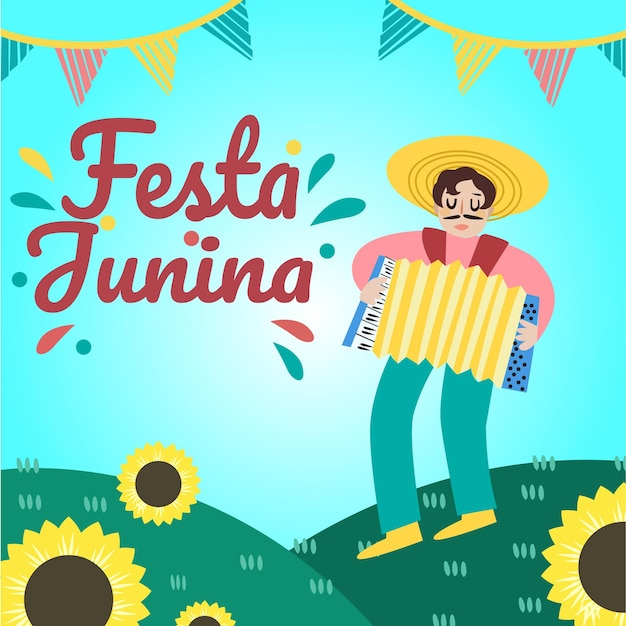 Une Affiche Pour Fest Juju Avec Un Homme Jouant De L'accordéon.