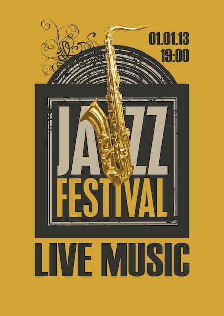 Vecteur affiche pour le festival de jazz