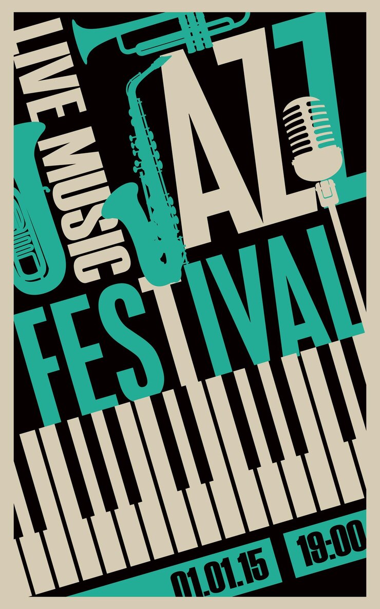 Vecteur affiche pour le festival de jazz