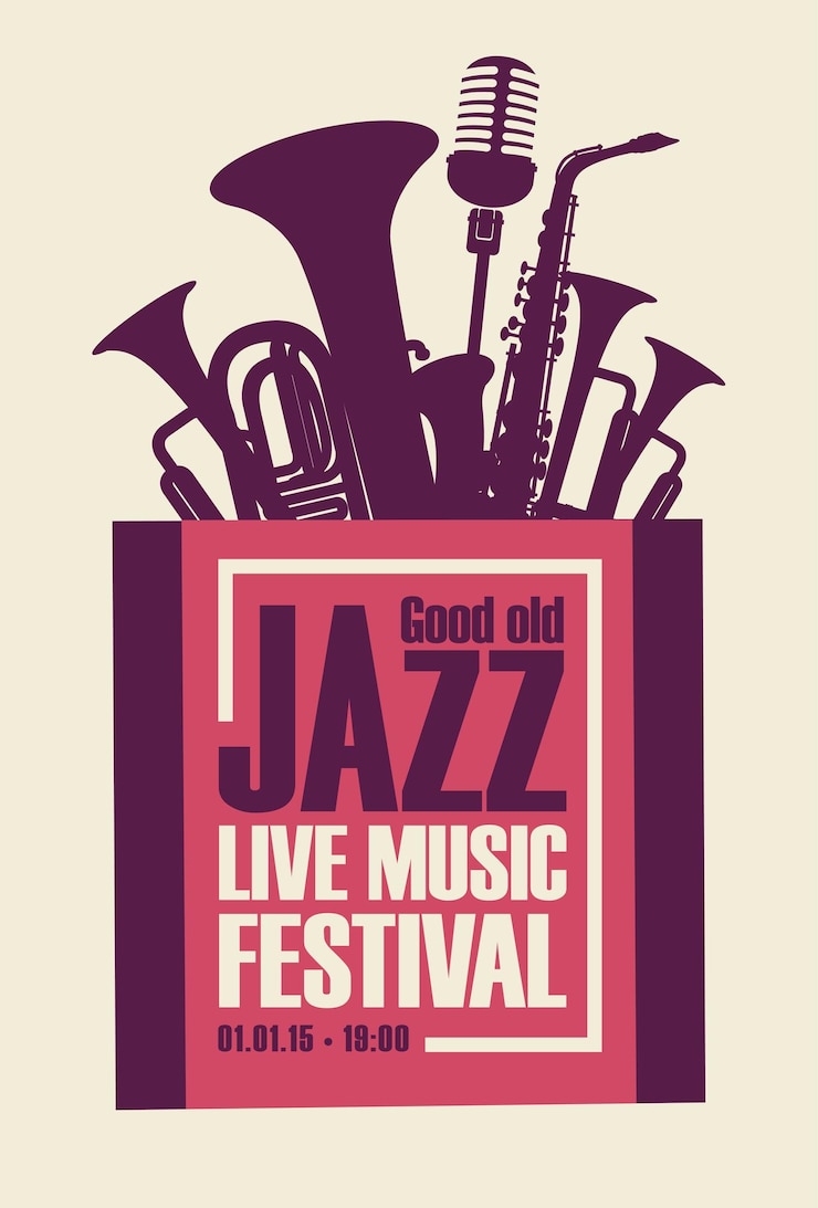 Vecteur affiche pour le festival de jazz