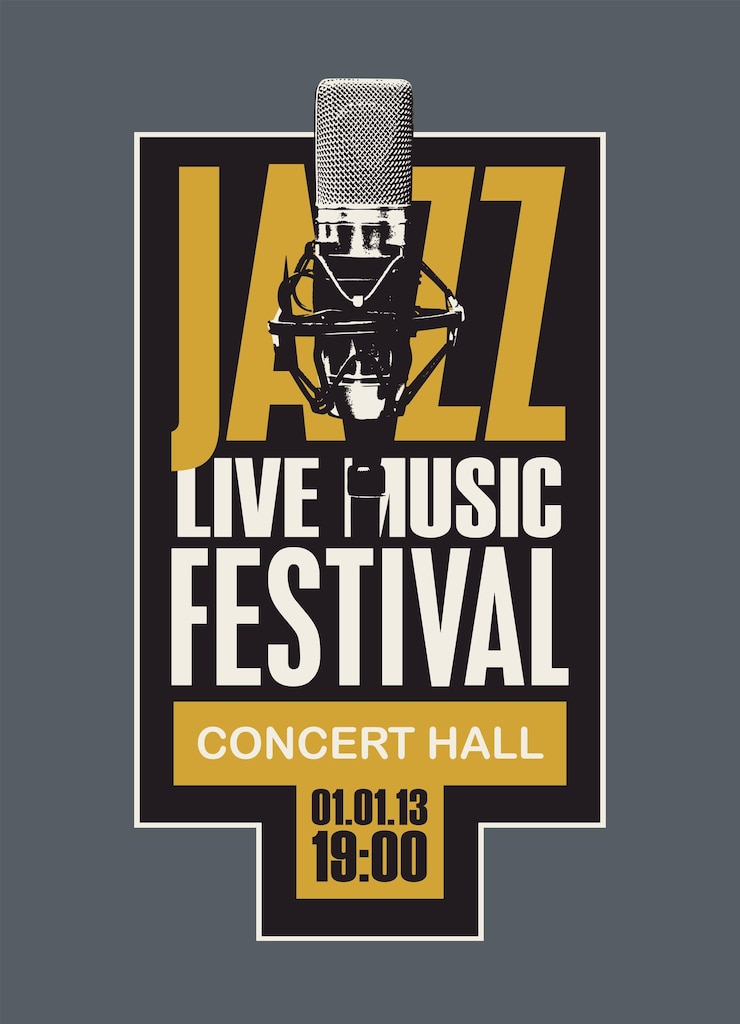 Vecteur affiche pour le festival de musique jazz