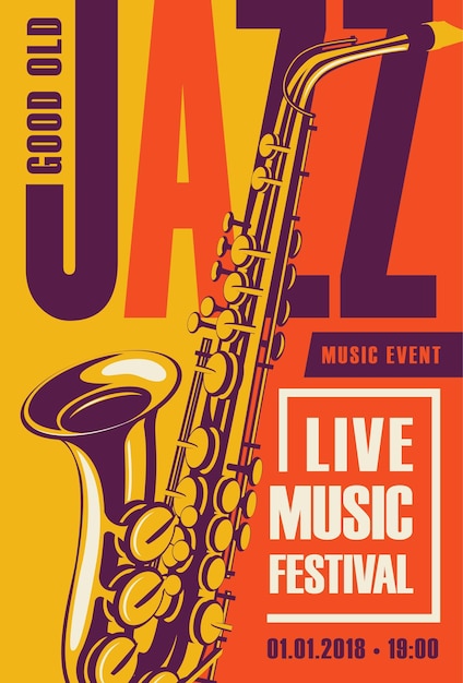 Vecteur affiche pour le festival de musique jazz