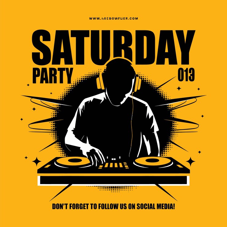 Vecteur une affiche pour une fête du vendredi soir avec un dj