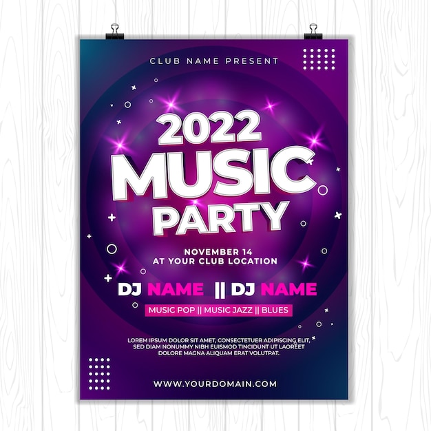 une affiche pour la fête de la musique avec un fond violet et un cercle violet et bleu