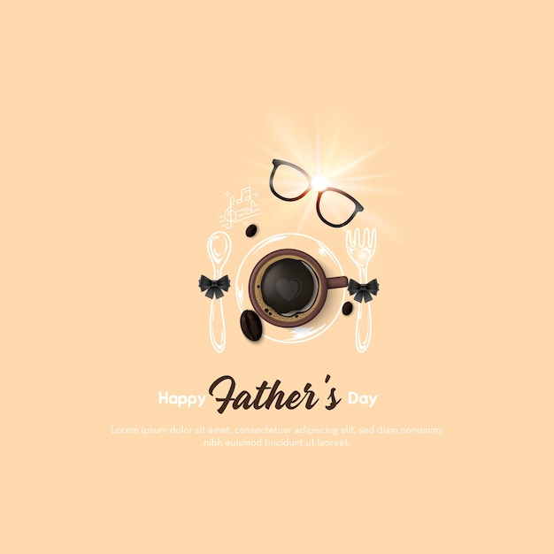 Une Affiche Pour La Fête Des Pères Avec Une Tasse De Café Et Des Verres.
