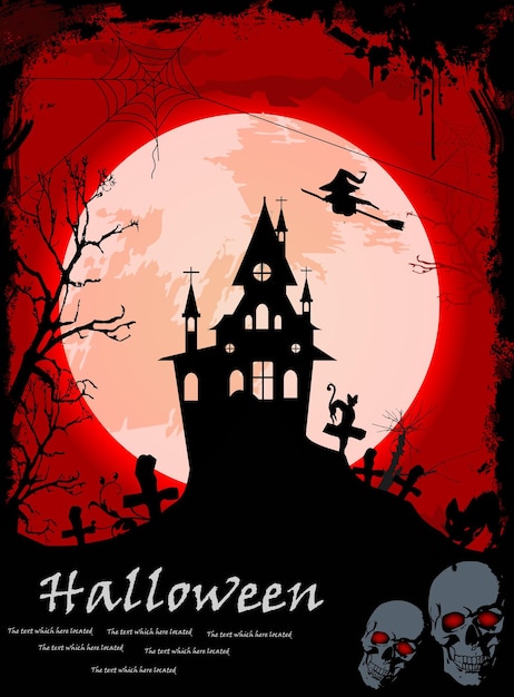 Vecteur une affiche pour halloween avec une sorcière dessus.