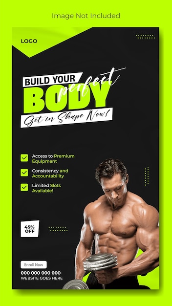 une affiche pour un homme avec un fond vert qui dit construire votre corps sur elle