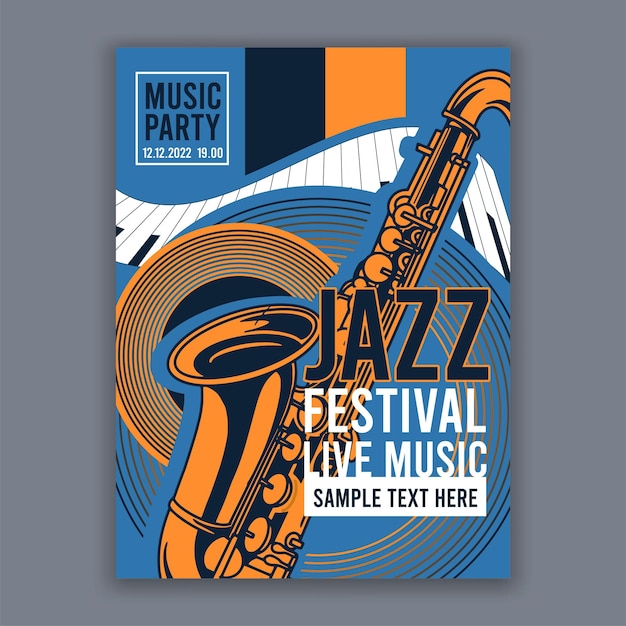 Vecteur affiche pour jazz creative dépliant de bannière moderne pour les concerts de musique et les festivals illustration vectorielle