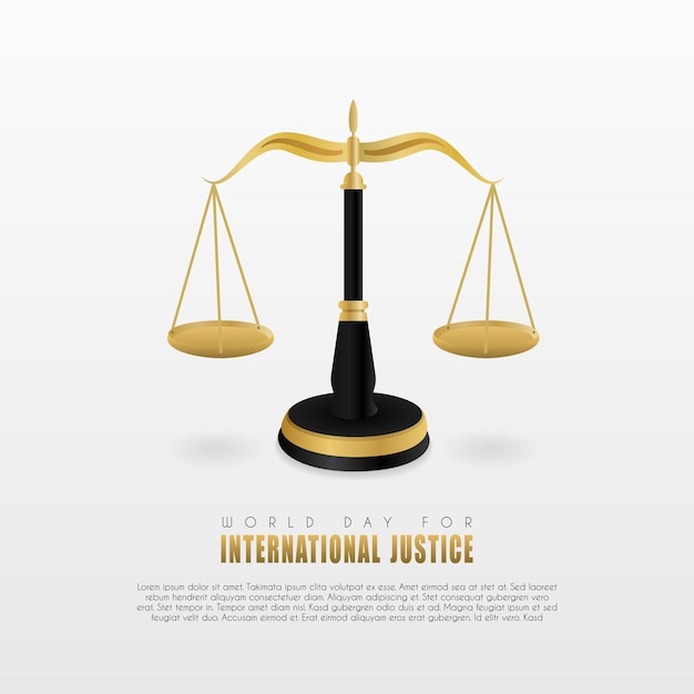 Affiche pour la Journée mondiale de la justice internationale célébrée chaque année le 17 juillet