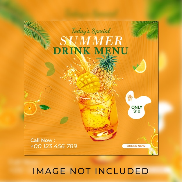 Vecteur une affiche pour un menu de boissons d'été avec une photo d'un ananas et d'un ananas