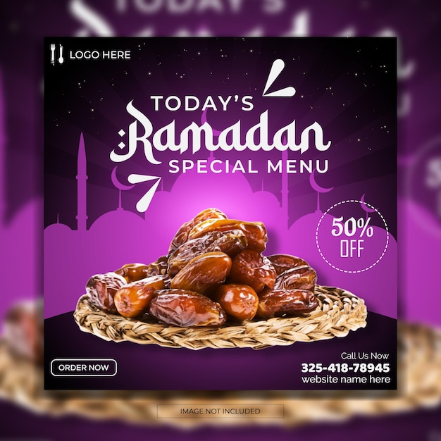 Une affiche pour un menu spécial pour le ramadan.