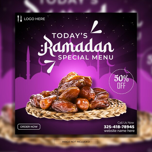 Une affiche pour un menu spécial pour le ramadan.