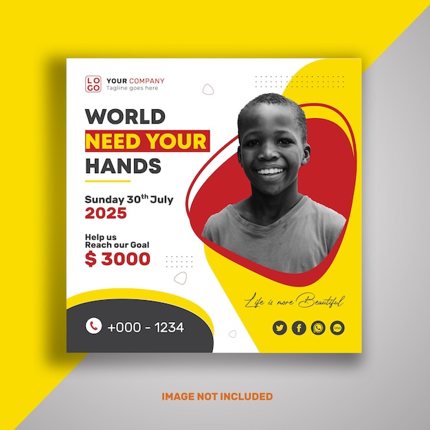 Une affiche pour le monde a besoin de vos mains Charity Flyer Templates Design