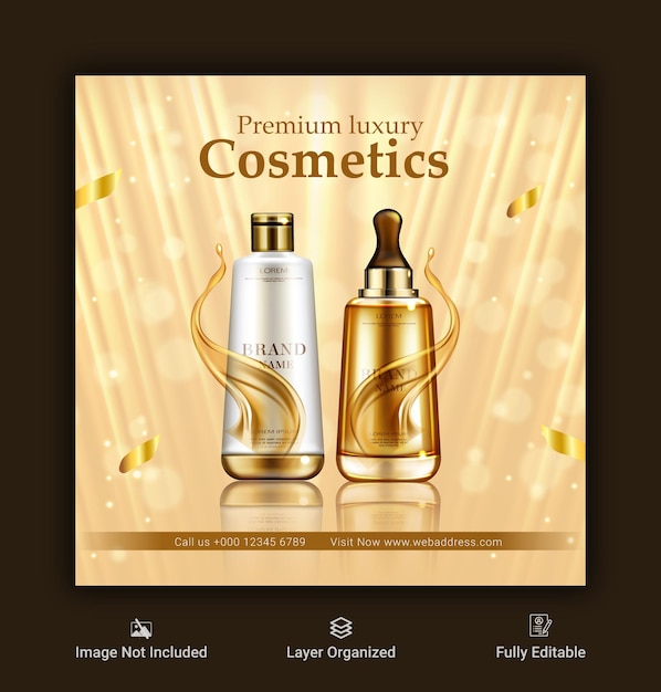 Une affiche pour un produit appelé cosmétiques de luxe haut de gamme.