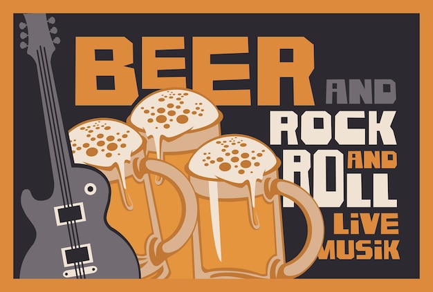Affiche Pour Un Pub De Bière Avec De La Musique Rock
