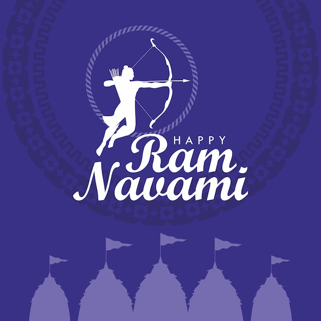 Vecteur une affiche pour le ram navami montrant un homme tirant à l'arc.
