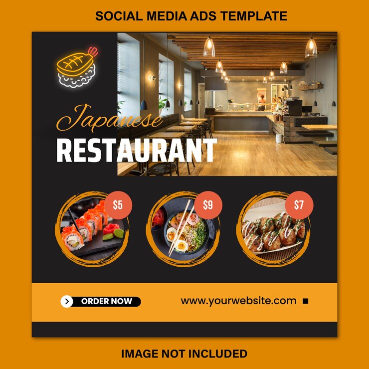 Vecteur une affiche pour un restaurant appelé les médias sociaux