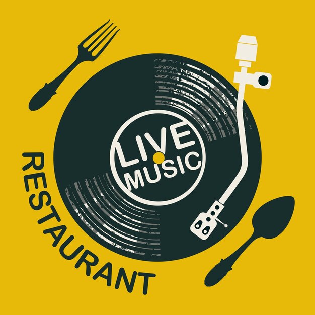 Vecteur affiche pour restaurant avec musique live